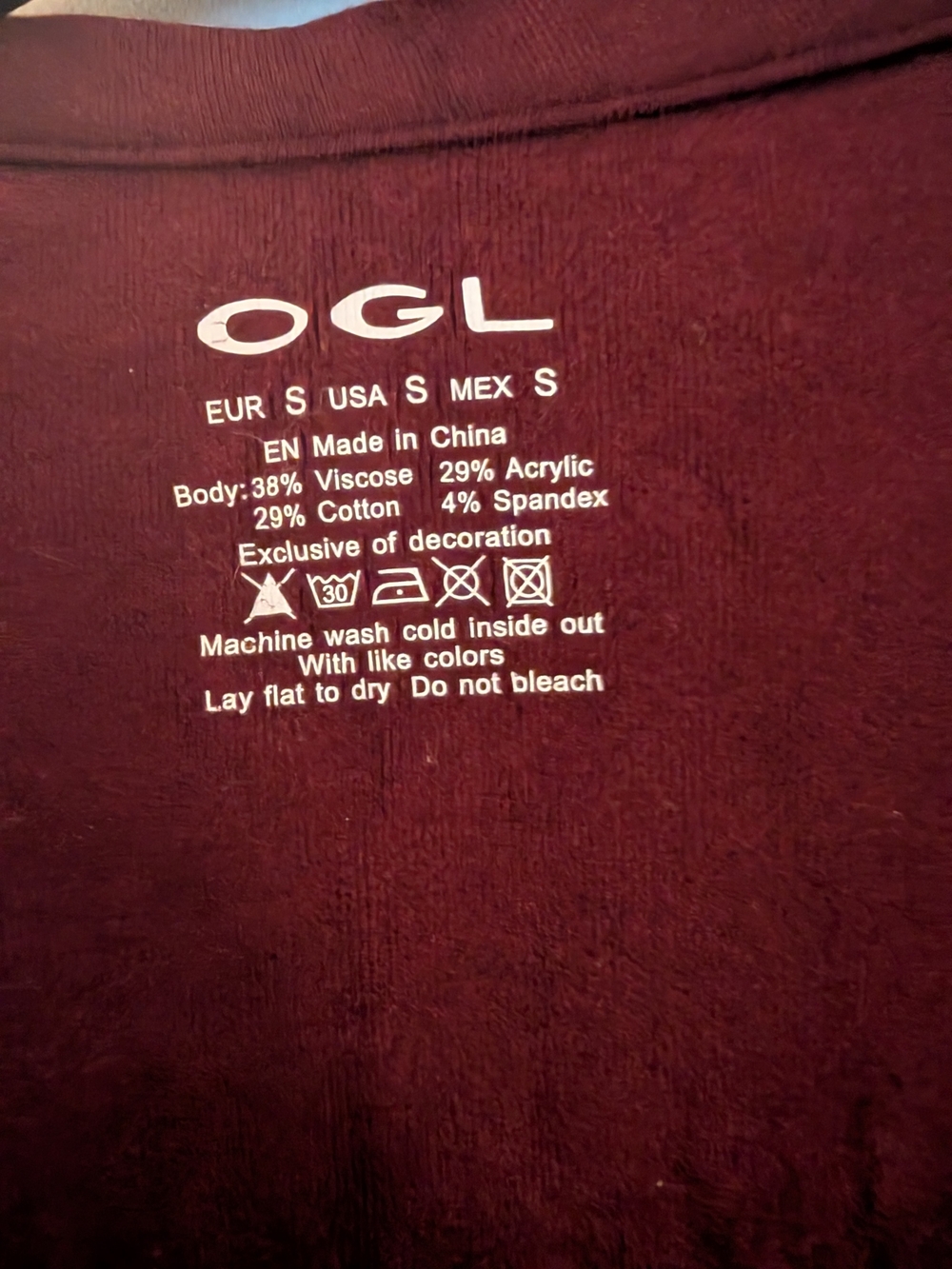 OGL Women's Wine Colored Deep Vneck Sweater Small